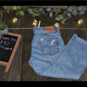 Vintage 501 hand distressed Levi Jeans